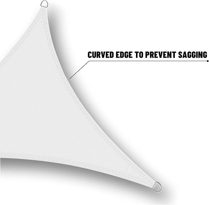 SUNNY GUARD Waterproof Sun Shade Sail 12' x 12' x 12' White Triangle UV Block Sunshade for Backyard Yard Deck Patio Garden Outdoor Activities and Facility(We Make Custom Size)