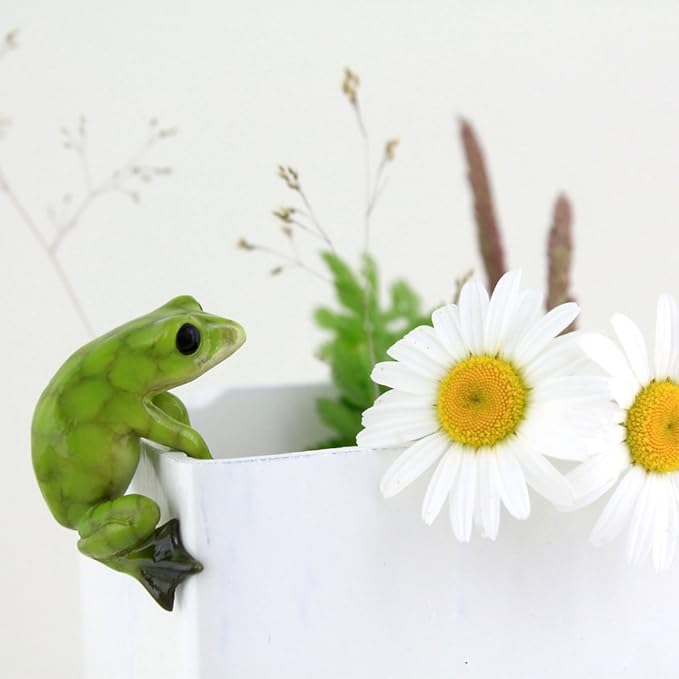 Top Collection Miniature Fairy Garden and Terrarium Frog Flower Pot and Vase Hugger, Mini