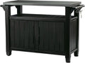 Keter Unity XL Portable Outdoor Table with Stainless Steel Top for Kitchen Prep and Outdoor Storage Cabinet for Grilling Accessories, Dark Grey