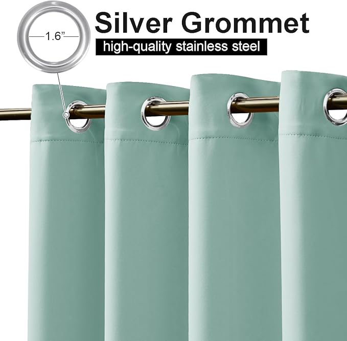 NICETOWN Outdoor Curtains for Patio Waterproof 95 inches Long 2 Panels, Thermal Insulated Sun Blocking Outdoor Drapes Privacy for Porch & Gazebo, UV Protection Outdoor Privacy Shades, Aqua Blue