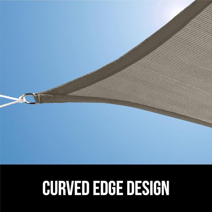 GORILLA GRIP Heavy Duty Sun Shade, UV Protection Fade Tear and Rust Resistant Rectangle Sunshade Canopy, Curved Edges Blocks Sunlight, Breathable Sail, Outdoor Patio, Lawn Garden, 6x10 FT Gray