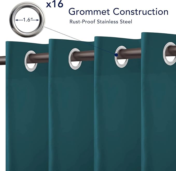 PureFit Outdoor Curtains for Patio Waterproof Weatherproof, UV Resistant Outside Curtains for Gazebo, Front Porch, Pergola, Sun Blocking Privacy Curtain, 120W x 84L inch, 1 Panel, Teal