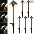 LEONLITE 3CCT Low Voltage Pathway Lights, LED Landscape Path Lights, 3000K/4000K/5000K, Ruffles Head, 12-24V AC/DC, IP65 Outdoor Walkway Light, Oil Rubbed Bronze Aluminum, Pack of 6