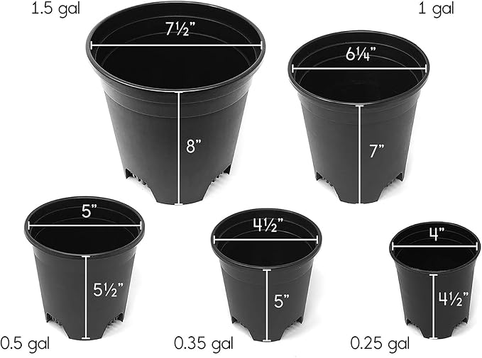 4.5 Inch Nursery Pot Plastic Planters for Outdoor Indoor Plants Gardening Flower Pots 0.35 Gallon 10-Pack Black Pot Liners with Drainage Holes