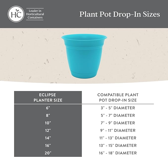 The HC Companies 16 Inch Eclipse Round Planter Pots with Drainage Holes & Attached Saucer, Lightweight UV-Resistant Plastic Indoor & Outdoor Planters, 2-Pack Flower Pots, Garden Home Decor, Cappuccino