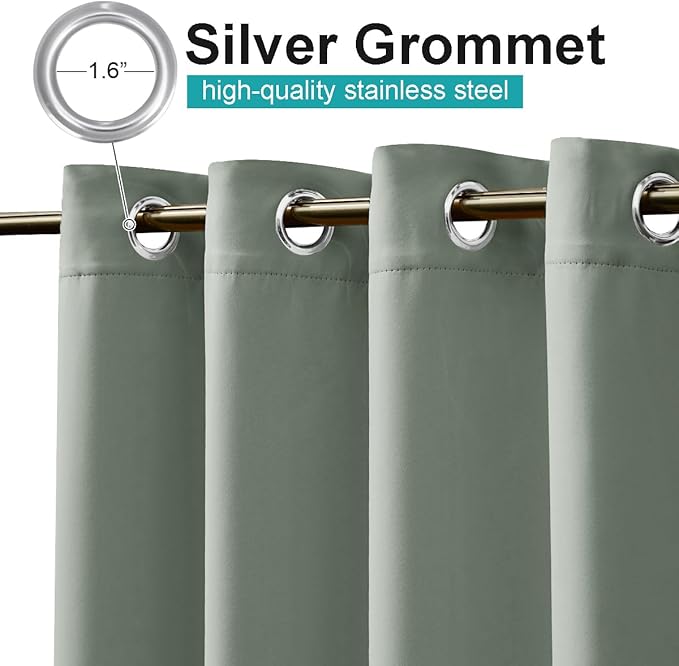NICETOWN Outdoor Curtain for Patio Waterproof, W66 x L84 inch Sun Blocking UV Protection Blind for Porch & Balcony, Garden Pergola Swimming Pool Weatherproof Curtain for Summer, 1 Pc, Sage Green