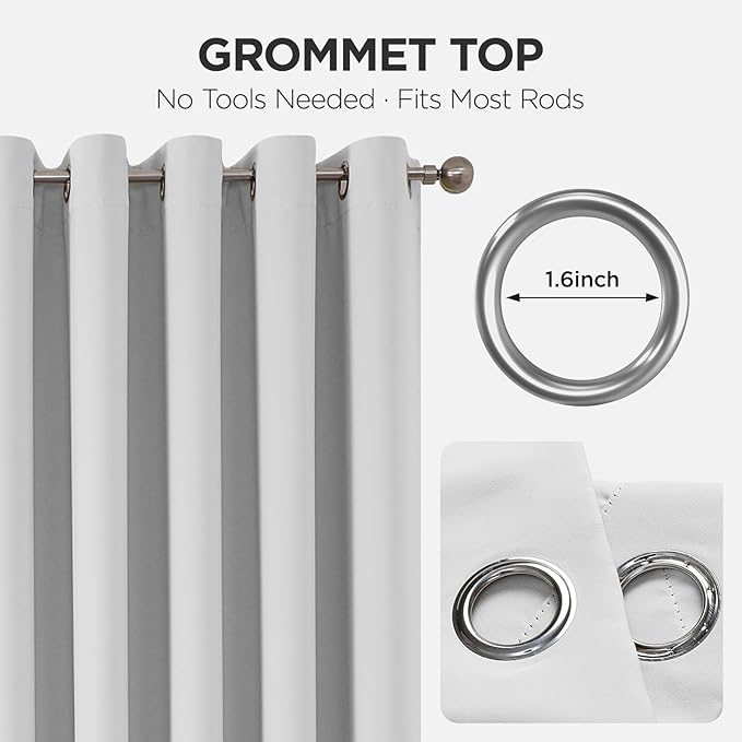 Joydeco Blackout Door Curtain for Doorway Privacy 108 Inches Long, Grommet Closet Curtain for Open Closet, Room Divider for Bedroom Living Room (Greyish White 52Wx108L, 1 Panel)