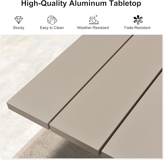 PURPLE LEAF 5 Pieces Oversized Square Outdoor Dining Set with Patio Aluminium Dining Table and Wicker Chairs Modern Furniture Cushions Sets for Backyard Indoor Decor Kitchen Champagne