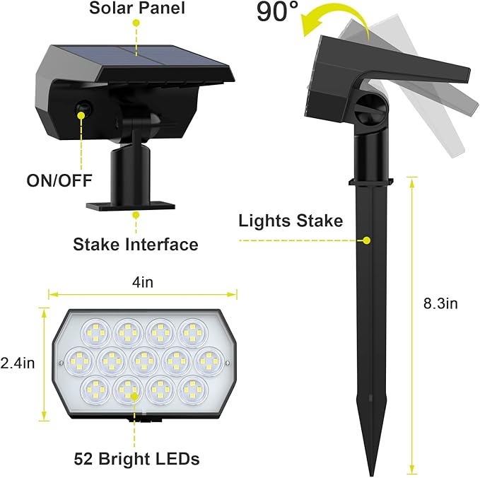 Solar Spot Lights Outdoor, [8 Pack/65 LED] 2-in-1 Solar Landscape Spotlights, 3 Lighting Modes Solar Garden Lights, IP65 Waterproof Flood Lights for Patio Pathway Driveway Yard(Cool White)