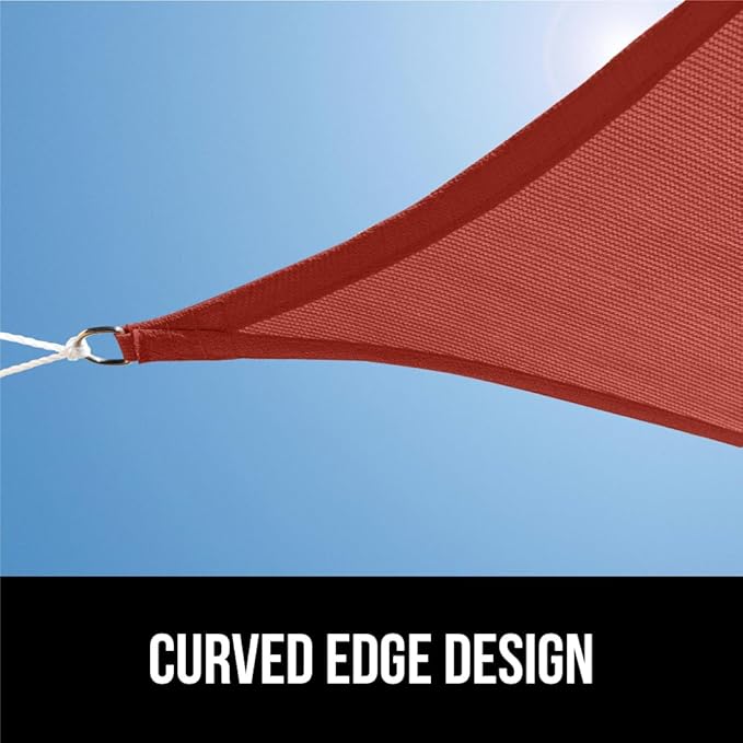 GORILLA GRIP Heavy Duty Sun Shade, UV Protection Fade Tear and Rust Resistant Rectangle Sunshade Canopy, Curved Edges Blocks Sunlight, Breathable Sail, Outdoor Patio, Lawn Garden 10x10 FT Terra