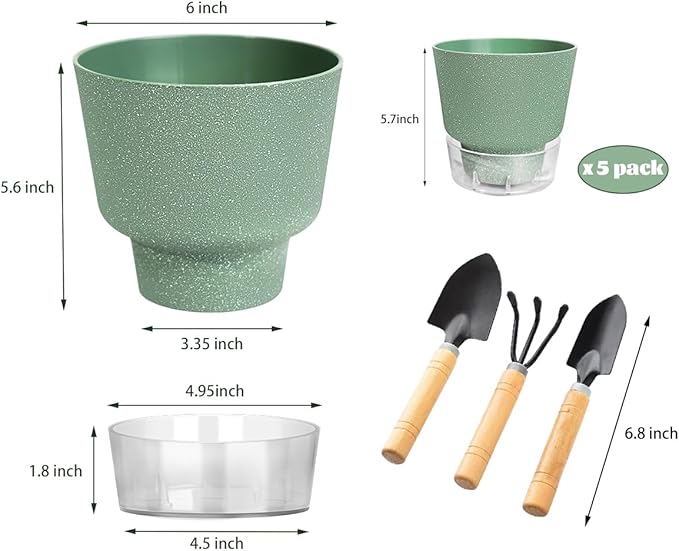 Self Watering Pots for Indoor Plants, with Visible Reservoir, 6 inch Plant Pot with Wick Rope Planter Pot for Indoor Outdoor Plants (Frosted Brick Red)