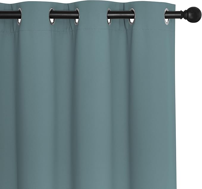 NICETOWN Blackout Patio Curtains 100 x 144 Inches Long for Sliding Door Extral Wide Blackout Curtain Panels Thermal Insulated Room Divider - Grommet Top, 100" W x 144" L, 1 Panel, Greyish Blue