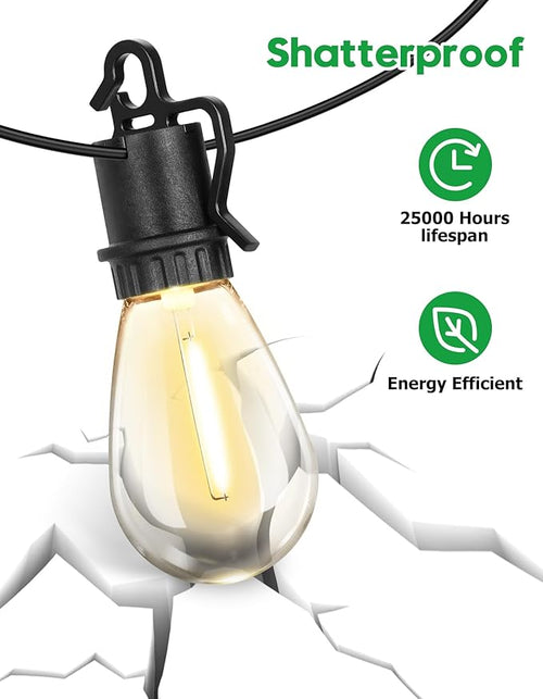100FT Outdoor String Lights with 35 Shatterproof Patio Deals S14 Vintage Edison Bulbs E12 Sockets,2700K Dimmable Outdoor Lights,IP55 Waterproof LED String Lights for Outside, Patio Lights