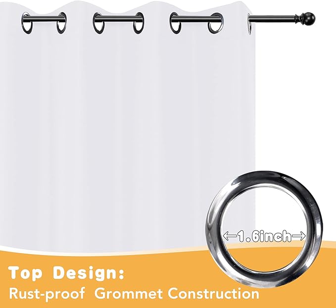 HolidayIdeas Outdoor Curtains for Patio Waterproof, 2 Panels - 84 x 95 Inch - Privacy Protection & Light Filtering Curtains Grommet Outside Curtains for Porch, Gazebo, Pergola, Backyard (White)