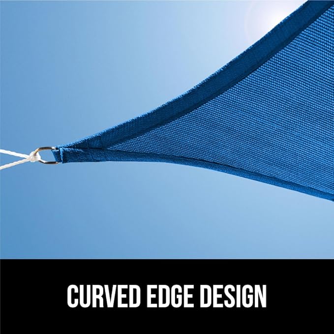 GORILLA GRIP Heavy Duty Sun Shade, UV Protection Fade Tear and Rust Resistant Rectangle Sunshade Canopy, Curved Edges Blocks Sunlight, Breathable Sail, Outdoor Patio, Lawn Garden, 8x10 FT Blue