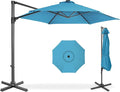 Best Choice Products 10ft Offset Cantilever Hanging Market Patio Umbrella, Smooth 360° Rotation, 8 Sturdy Ribs, Easy Adjustment - Sky Blue