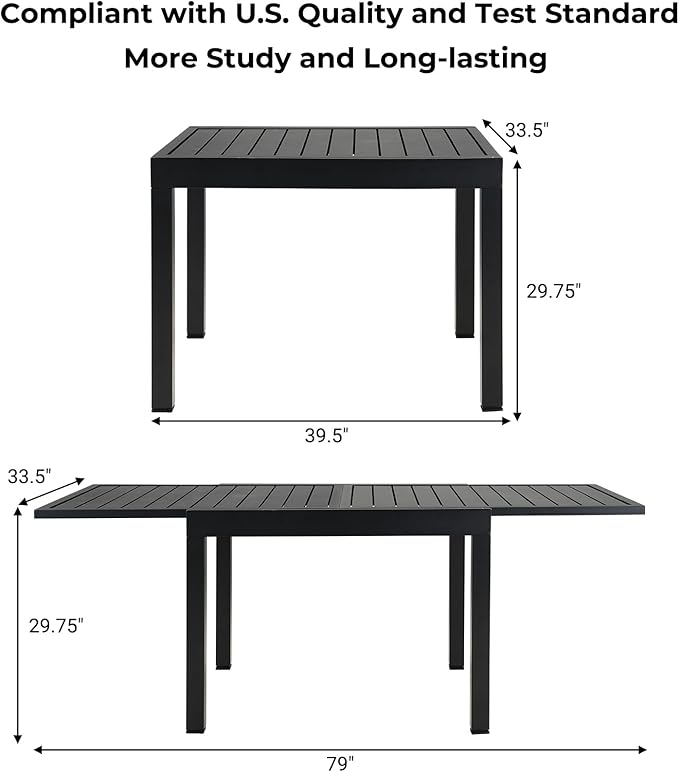 Grand patio 5-Piece Outdoor Dining Set, 4 Leather-Look Wicker Swivel Patio Chairs & 1 Expandable Dining Table, Black