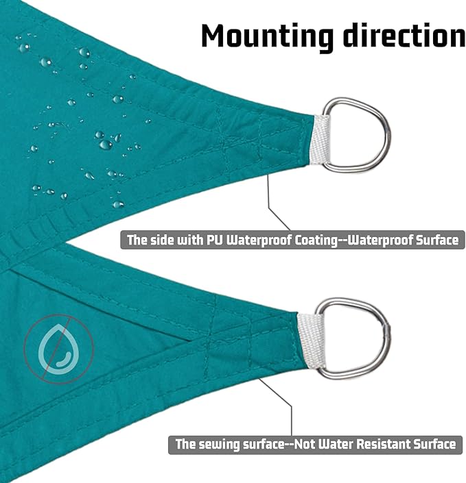 LOVE STORY Right Triangle 16'x16'x22.6' Waterproof Sun Shade Sail Canopy UV Block for Outdoor Patio Backyard Carport,Turquoise Blue(We Make Custom Size)