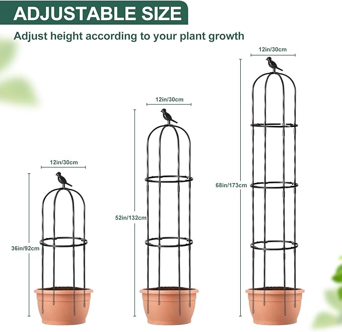 Garden Trellis for Climbing Plant Outdoor, 67" Tall Cucumber Trellis for Pot Raised Bed Climbing Vine Plants Vegetable Pea Bean Tomato Rose Clematis Cucumber Trellis, 2 Pack