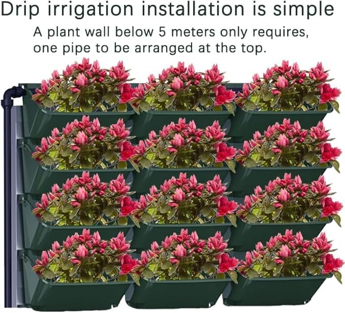 Self-Watering Wall Mounted Planter Set, Indoor and Outdoor Vertical Planter, Stackable Wall Mounted, for Balcony Decoration (Blackish Green 8 Pack)