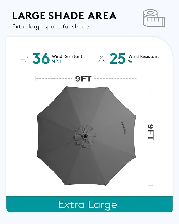 SERWALL Outdoor Bar Set with 9ft Umbrella, All-Weather HDPE Patio Bar Chairs and Table, Outdoor Furniture Set for Poolside, Backyard, Garden - Brown