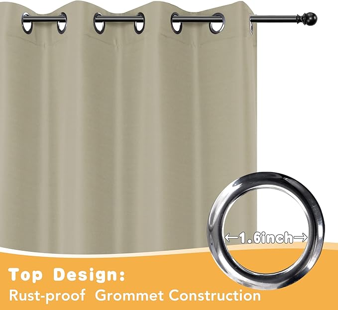 HolidayIdeas Outdoor Curtains for Patio Waterproof, 4 Panels - 54 x 120 Inch - Privacy Protection & Light Filtering Curtains Taupe Grommet Outside Curtains for Porch, Gazebo, Pergola, Backyard