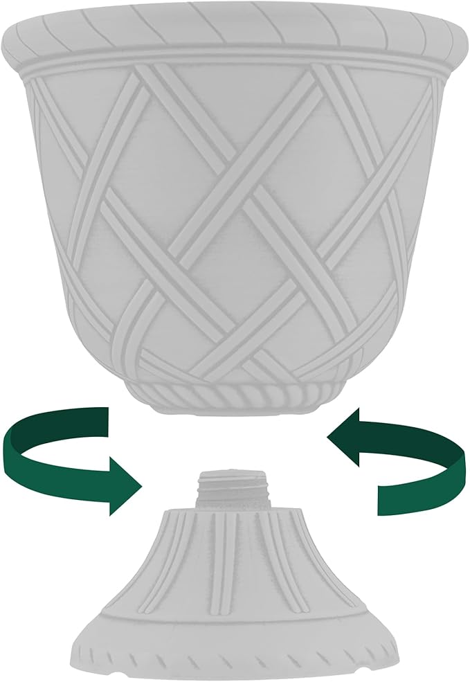 Arcadia Classic Decorative Garden Pot Planter for Indoor Plants, White, 10 x 11" Lattice Plastic Garden Urn