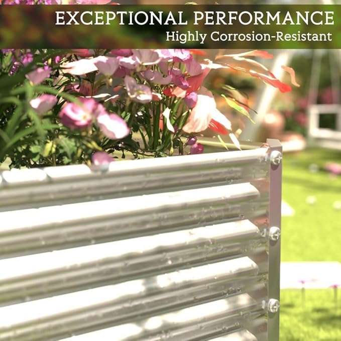 FRIZIONE 2pcs Tall 6x3x1.5ft Galvanized Raised Garden Bed Outdoor,Steel Garden Bed for Vegetables,Above Ground Garden Box for Flower,Metal Raised Beds for Gardening