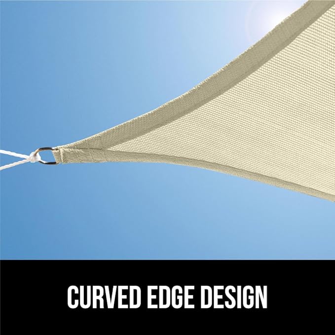 GORILLA GRIP Heavy Duty Sun Shade, UV Protection Fade Tear and Rust Resistant Rectangle Sunshade Canopy, Curved Edges Blocks Sunlight, Breathable Sail, Outdoor Patio, Lawn Garden 12x12 FT Butter Cream