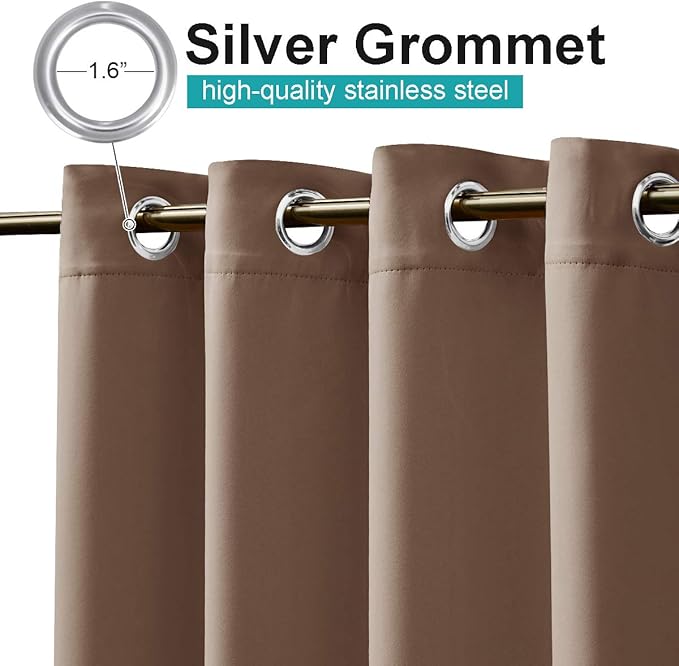 NICETOWN Fade Resistant Outdoor Curtains for Patio, Grade 4 Color Fastness Fade-Proof Waterproof Curtains for Gazebo UV Protection, 2 Panels Thermal Longlasting Blackout Shades, W52 x L84, Tan