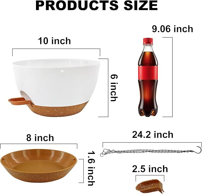 10 inch Hanging Planters for Indoor Plants, 3 Pack Self-Watering Hanging Planter Pots with Chain and Drainage Holes, Outdoor Plastic Hanging Baskets for Garden Home Decor