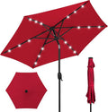 Best Choice Products 7.5ft Outdoor Solar Market Table Patio Umbrella for Deck, Pool w/Tilt, Crank, LED Lights - Red