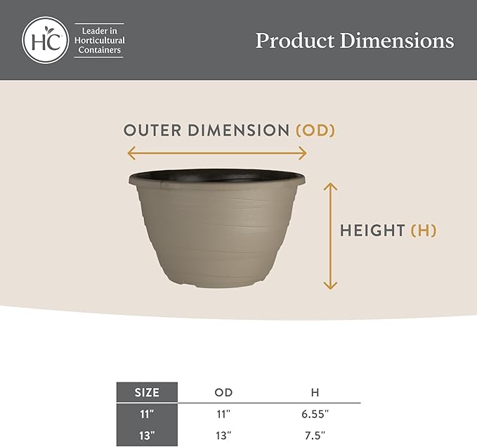 The HC Companies 13 Inch Wrapt Hanging Planters, Lightweight UV-Resistant Plastic Hanging Planters for Indoor & Outdoor Plants, 2-Pack Hanging Flower Pots for Garden, Patio & Home Decor, White