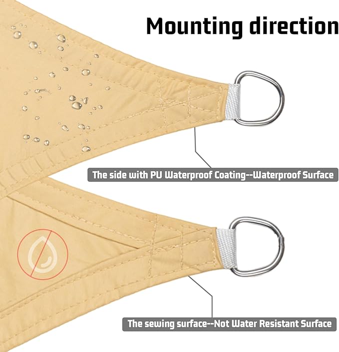 LOVE STORY Triangle 17'x17'x17' Waterproof Sun Shade Sail Canopy UV Block for Outdoor Patio Backyard Carport,Sand(We Make Custom Size)