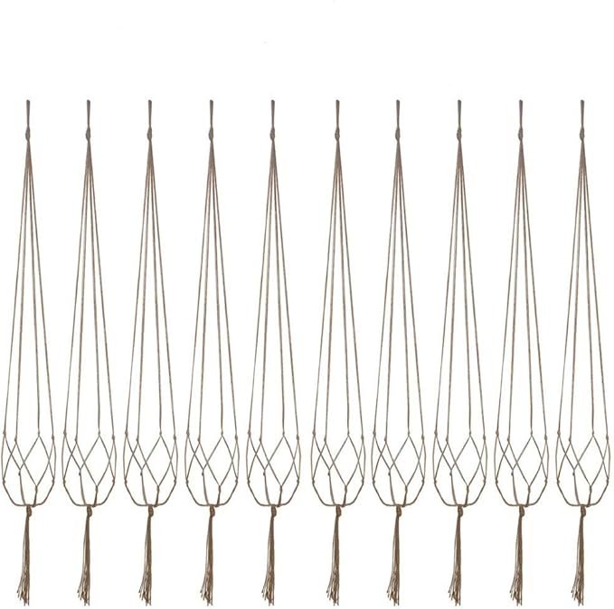 Plant Hanger, 10 Pieces 40'' Macrame Plant Hangers, Hanging Planters for Indoor Plants Pots, Plant Holder Basket Jute Rope Holder for Indoor Outdoor Garden Home Decorations (Natural)