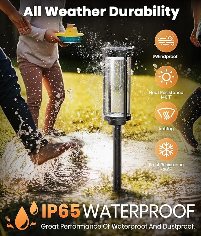 Solar Pathway Lights Outdoor Warm White 8-Pack Waterproof IP65, Auto On/Off Solar Powered Walkway Lighting for Driveway Yard Garden, Upgraded Landscape Lights Outside