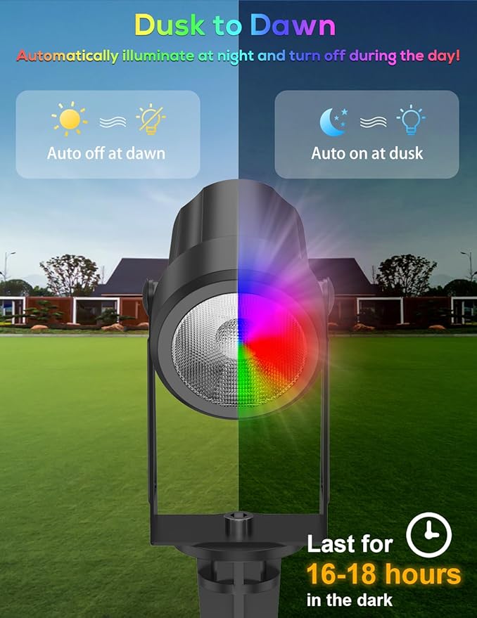 ZYAN Solar Color Changing RGB Spotlights with Remote, 12000mAh Separate Monocrystalline Panels & USB-C Powered, Auto On Off, Outdoor IP65 Waterproof for Patio Yard Path (100 Lumens × 8 Pack)