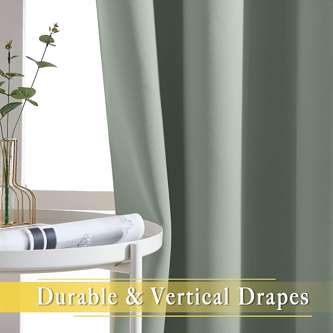 NICETOWN Sage Green Sliding Glass Door Curtain, Grommet Thermal Insulated Blackout Curtain Room Divider Sound Reducing Window Treatment for Kids Room/Bedroom, 1 Panel, W80 x L108