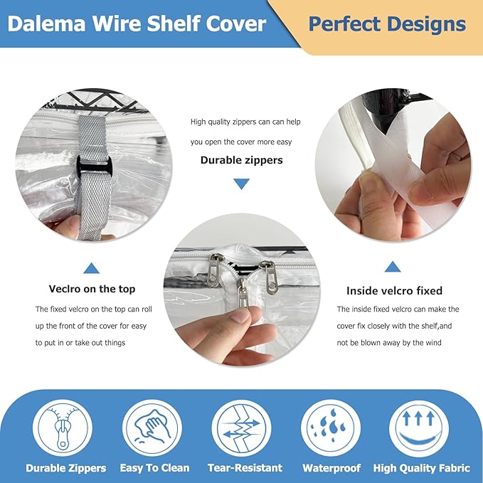 Waterproof Shelf Cover,Durable Dustproof Storage Wire Rack Covers,Outdoor Shelving Covers for Wire Shelves with Zipper 48''x20''x72'',Clear,Cover Only