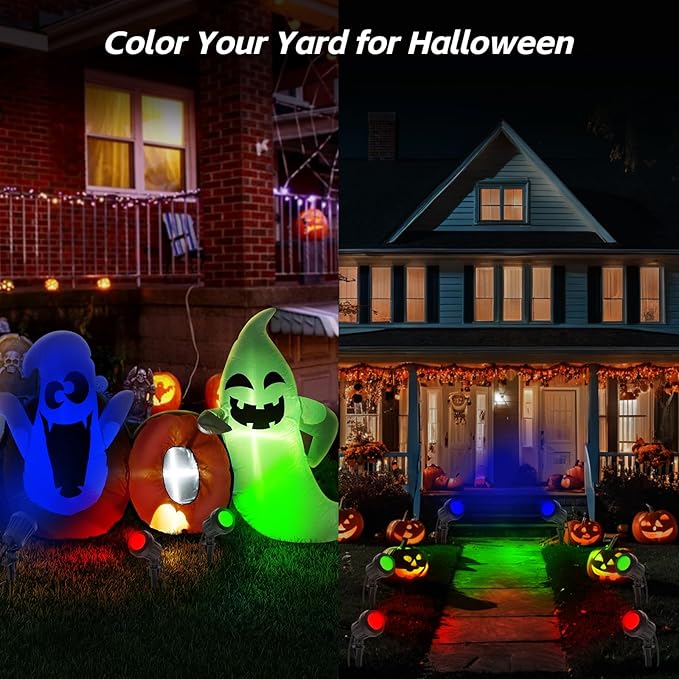 Spotlight Outdoor – 120V Plug-In, 6500K Cool White LED Landscape Lighting with RGB Purple 4 Color Lenses for Yard, Garden, Lawn & Tree Decor on Holidays&Everyday, IP67 Waterproof (2 Pack,Black)