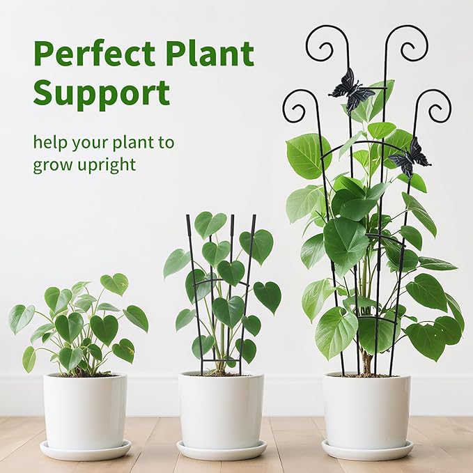 2 Pack 30 Inch Taller Plant Trellis for Potted Climbing Plants Indoor,Expandable Metal Garden Trellis for Climbing Plants,Flowers Vine Ivy, Sturdy Houseplant Support for Potted Plants with Ties
