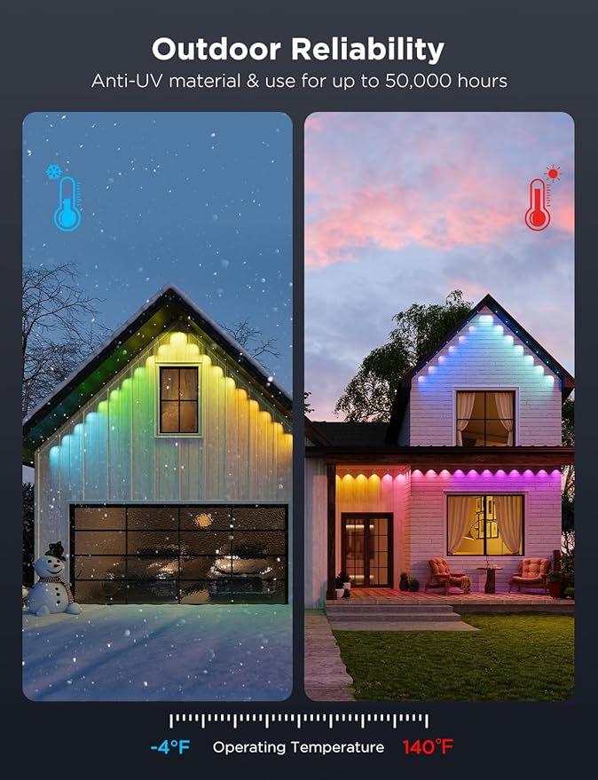 Govee Permanent Outdoor Lights Pro, 150ft with 90 RGBIC LED Lights for Daily and Accent Lighting, 75 Scene Modes for Outdoor Decor, IP67 Waterproof, Works with Alexa, Google Assistant, Matter, Black