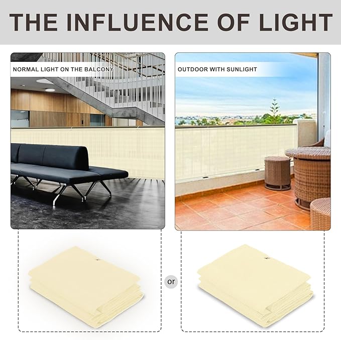 LOVE STORY Custom Size 3'x3' Butter Cream Balcony Privacy Screen,UV Block Privacy Fence Screen,90% Shield for Outdoor Pool Garden Apartment Railing