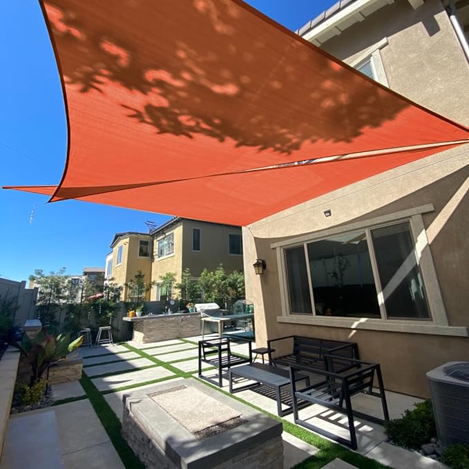 SUNLAX Sun Shade Sail 15' x 15' x 15' Terra Red Rectangle Canopy Sail Shade Cover UV Block Permeable Sunshade Outdoor for Patio Backyard Deck Pergola (We Make Custom Size)