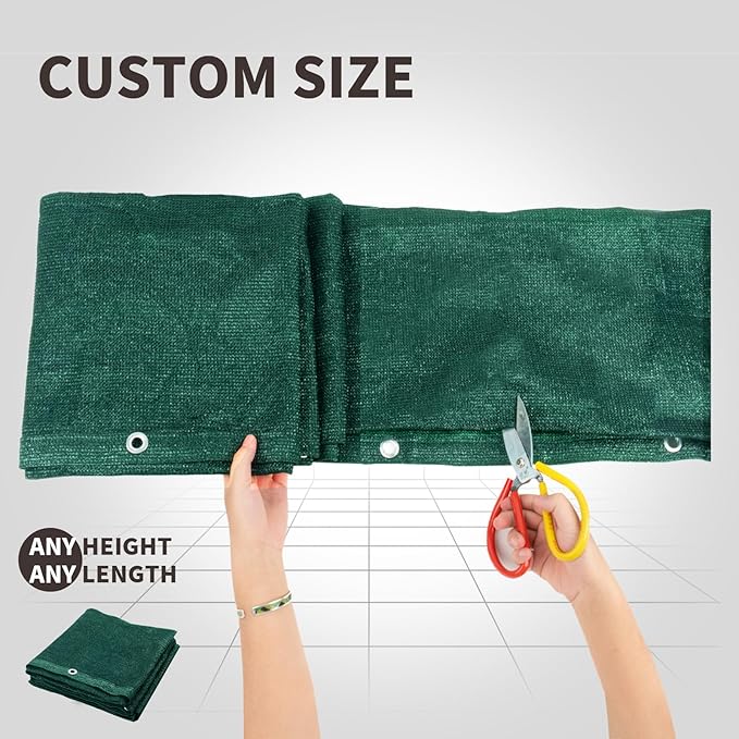 LOVE STORY Custom Size 3'x5' Dark Green Balcony Privacy Screen,UV Block Privacy Fence Screen,90% Shield for Outdoor Pool Garden Apartment Railing