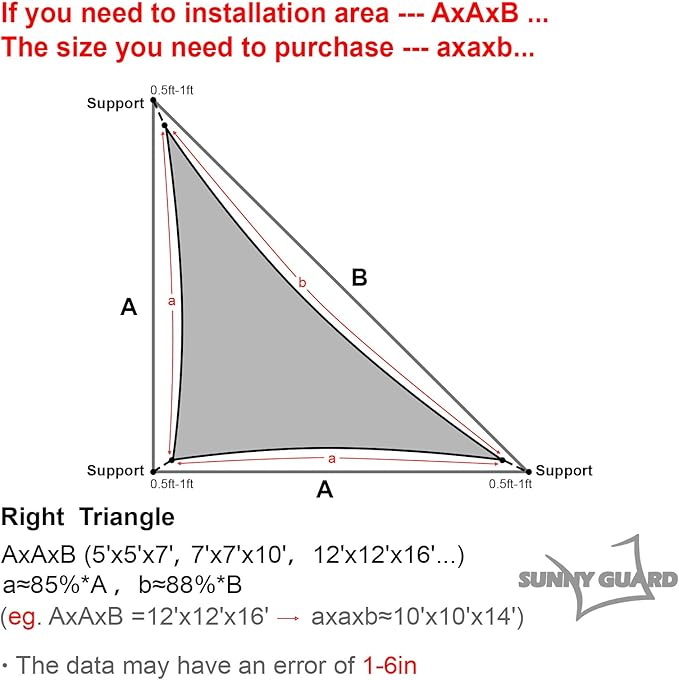 SUNNY GUARD Custom Size 9'x18'x20.1'Dark Grey Sun Shade Sail Right Triangle UV Block Shade for Backyard Yard Patio Deck Garden(Customized)