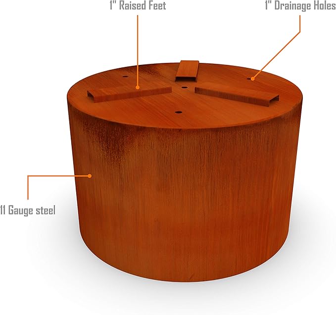 Plantercraft Large Round Planters for Outdoor Plants | 24 Inch Corten Steel Planter for Modern Patio, Deck & Entryway | Heavy Duty Metal Pot for Trees