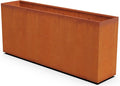 Plantercraft Large Rectangular Planters for Outdoor Plants | 84x18x36 Extra Large Corten Steel Planter | Modern Metal Planter Box for Patio & Garden Privacy | Heavy Duty & Fully Assembled