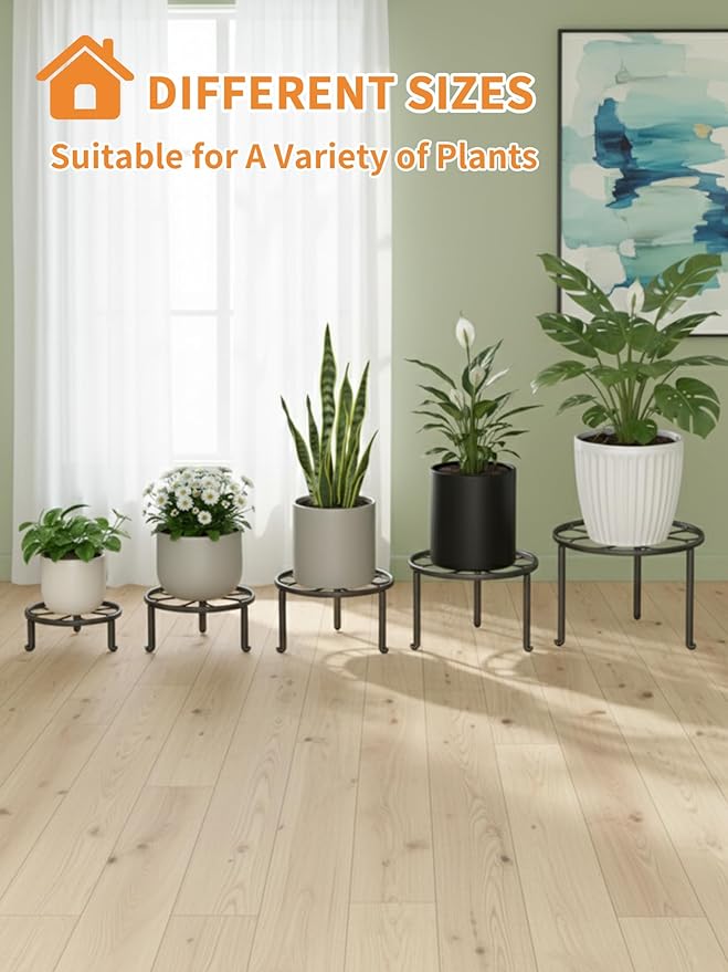 5 Pack Metal Plant Stand for Heavy Potted Plant for Home Indoor and Outdoor, Multiple Heavy Duty Flower Pot Stand,Multiple Plant Display Rack