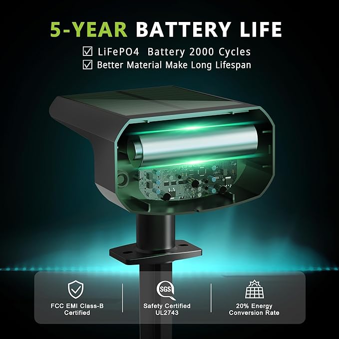 DAMINY Color Changing Solar Spot Lights 9 Lighting Modes, Outdoor Waterproof IP65,Multicolor RGB Christmas Spotlight for Gardens, Porches, Landscape, Yard Deconrations-4 Pack
